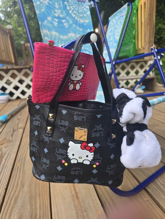 Handbags - Hello Kitty Black Tote Bag with Pink Wristlet Bundle